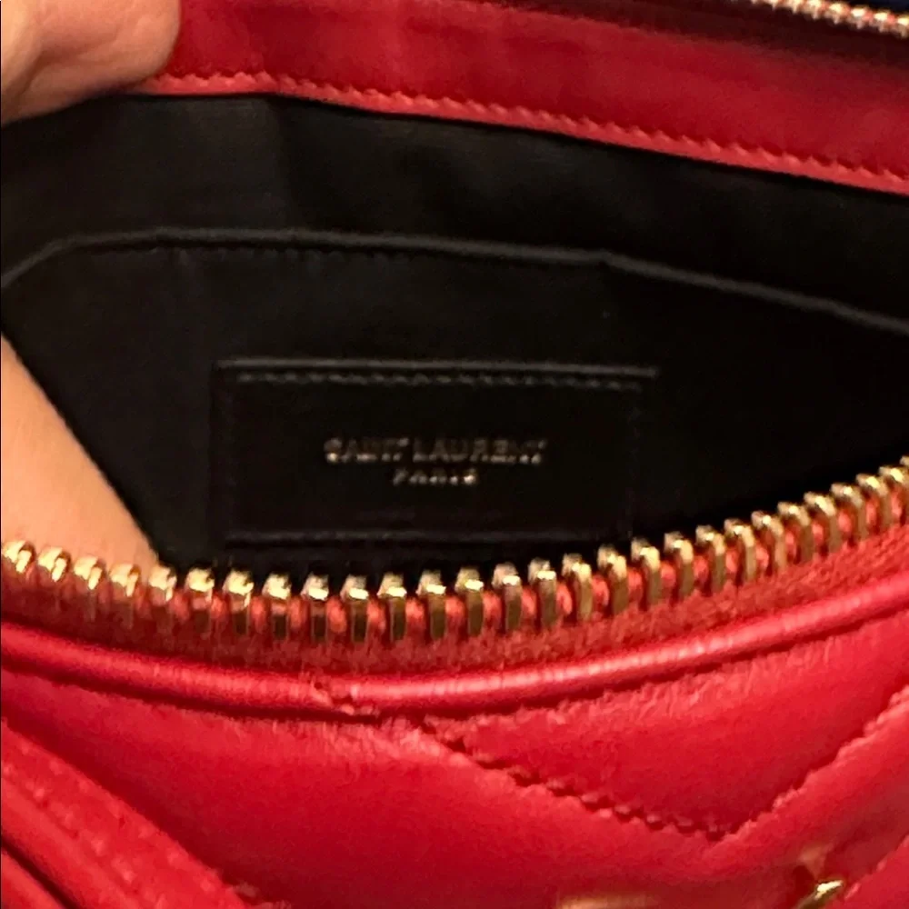 YSL Yves Saint Laurent Red Chevron Clutch - Picture 3 of 3